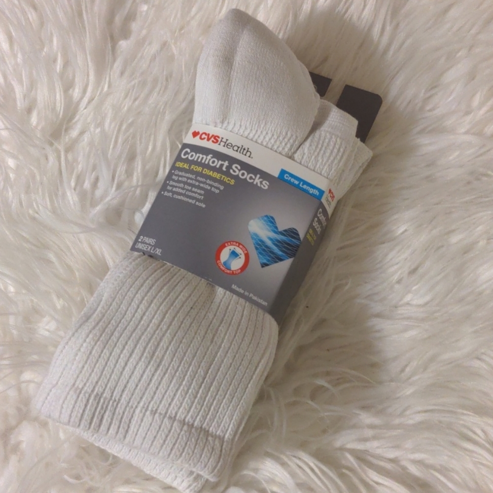 Cvs health comfort socks crew length unisex 2pair